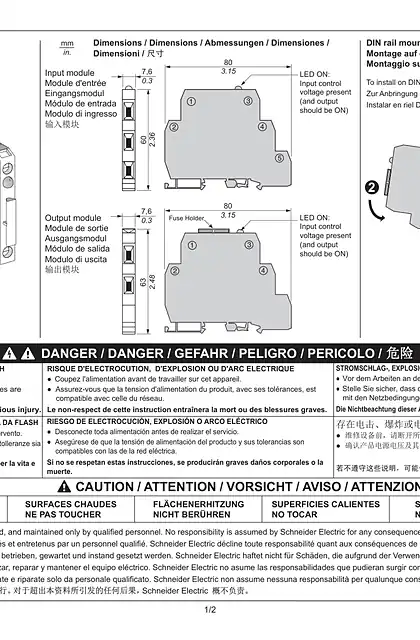 schneider施耐德SSLM... Solid State Input_Output Interface Relays_ Instruction Sheet